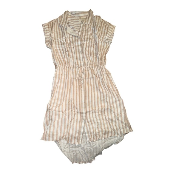Japna Beige 100% Cotton Striped Midi Dress - Picture 2 of 5
